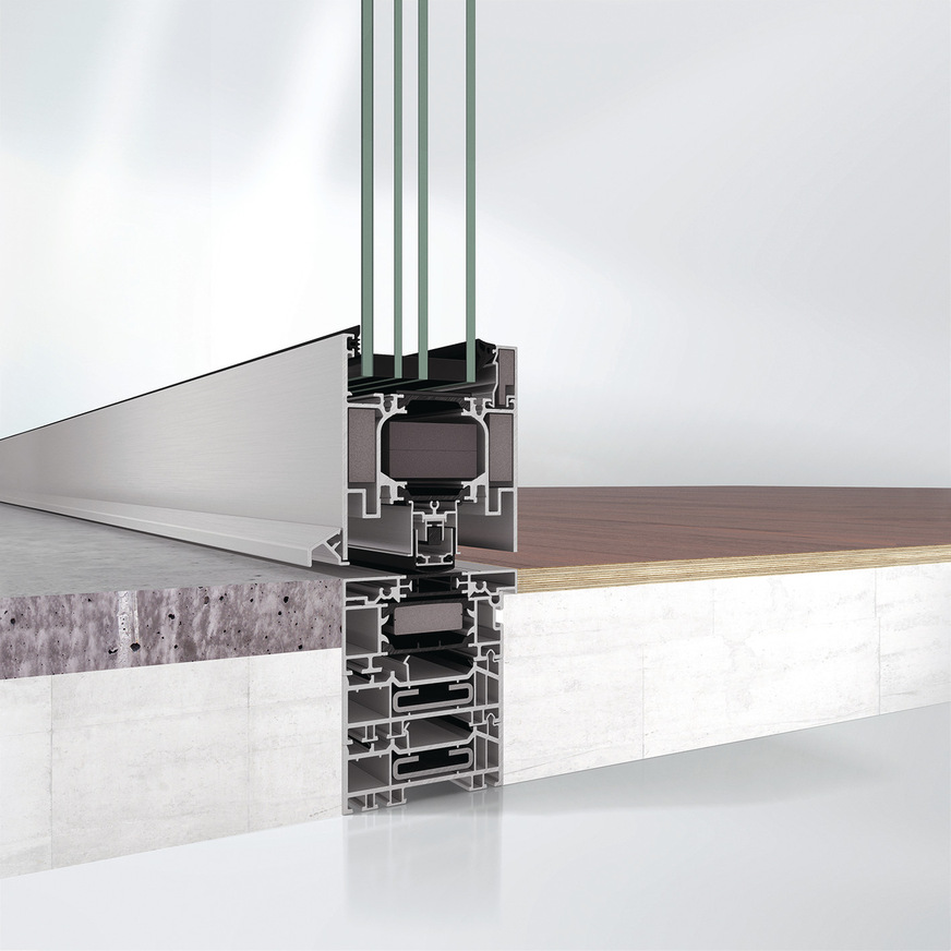 Die Brandschutztür Schüco FireStop ADS 90 FR 90-CE lässt sich auch mit Nullschwelle realisieren für Komfort und Sicherheit in einem System.