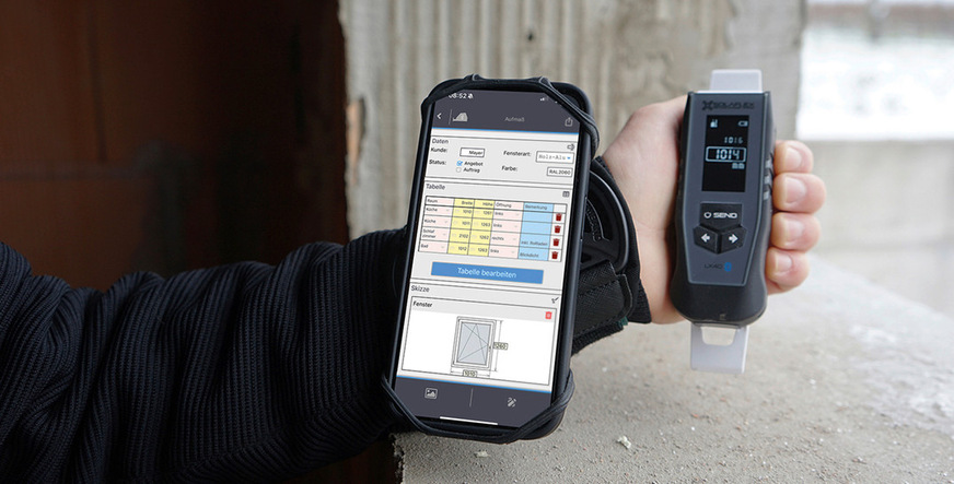 Messwerte werden direkt vom Messgerät per Bluetooth ins Aufmaßblatt übertragen – strukturiert und zuverlässig.