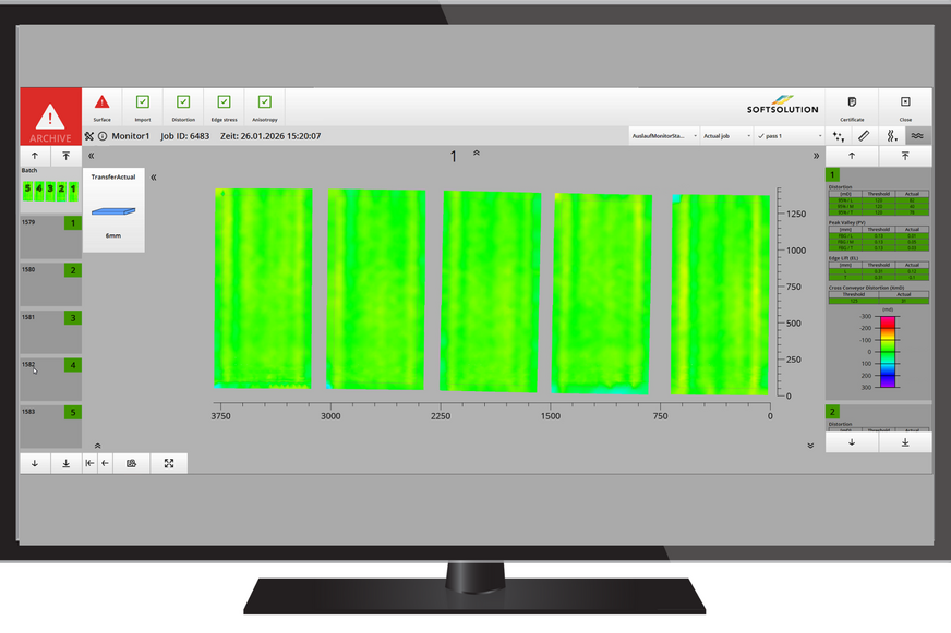 Hier die Monitoranzeige mit dem Ergebnis der Verwerfungstests.
