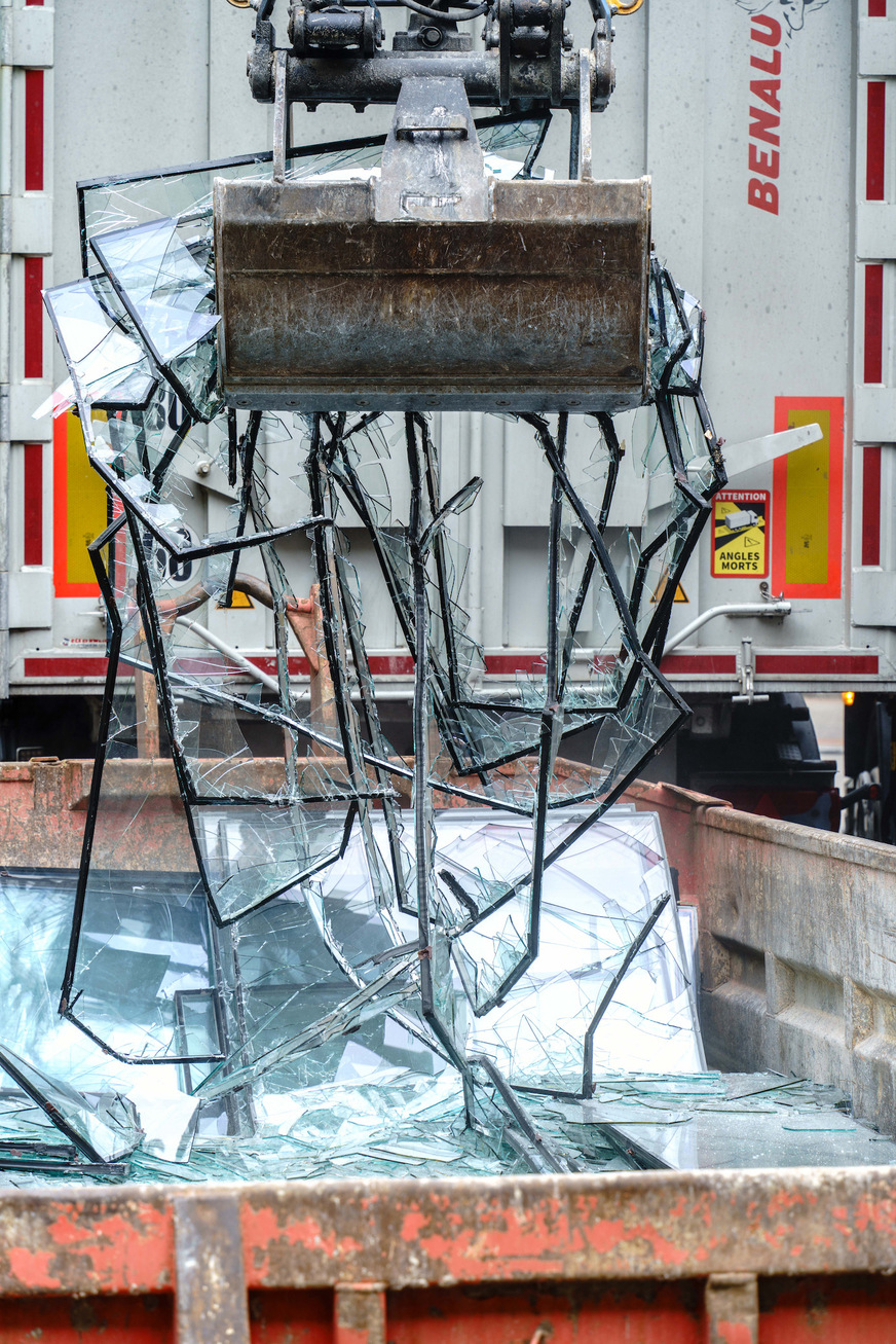 Die demontierten Isolierglaseinheiten wurden von einem Recyclingunternehmen weiterverarbeitet.