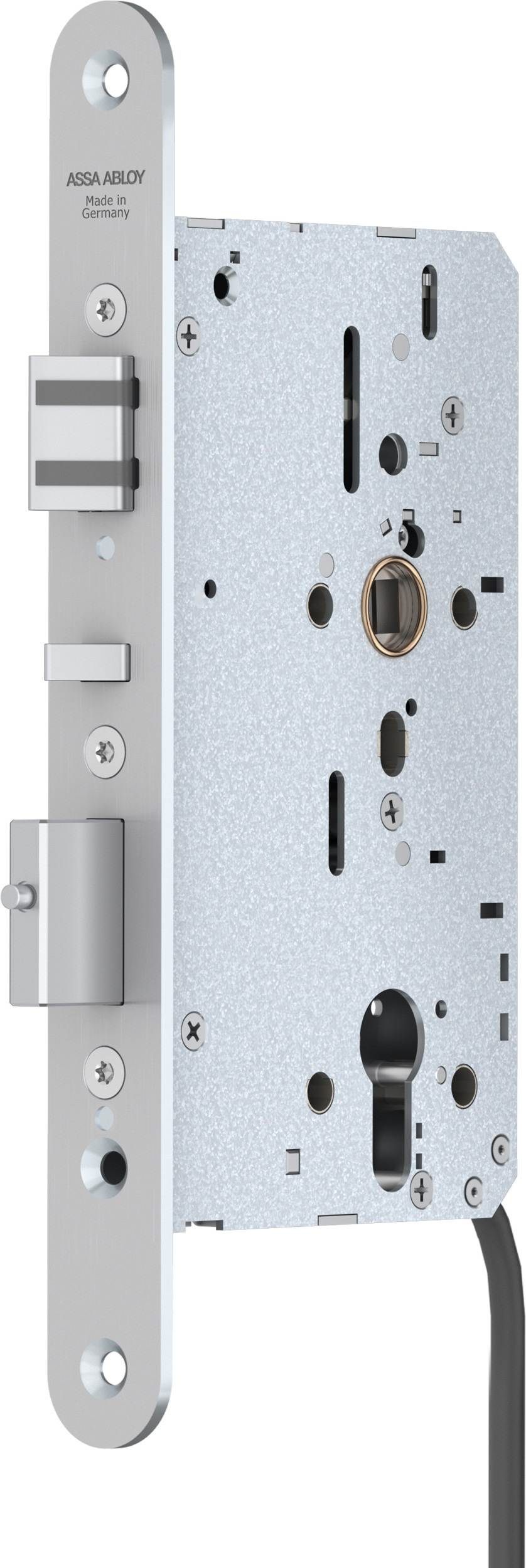 Das Programm der Solution Locks® umfasst mechanische und – wie hier abgebildet – elektromechanische Schlösser ebenso wie passende Panik-Gegenkästen für zweiflügelige Türsysteme.