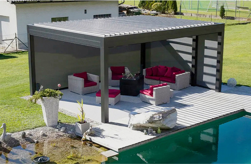 Pergolen wie die „Varia“ zeigen, wie man als integraler Bestandteil zeitgemäßer Architektur neue Wohnqualitäten schafft.