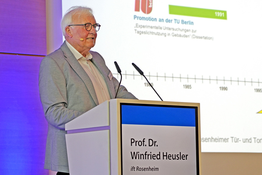 Prof. Dr. Ing. Winfried Heusler (Institutsleiter ift Rosenheim) zeigte Risiken und Chancen für die Branche auf.