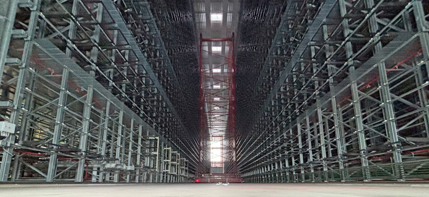 Das neue Hochregallager von Fehr Lagerlogistik bei aluplast in Karlsruhe