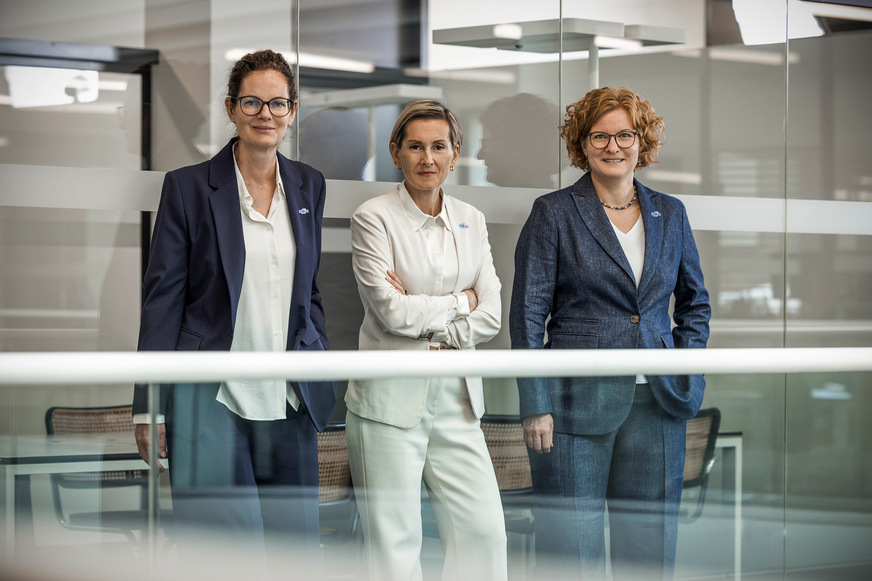 Leitungsteam des Bundesverbands Glasindustrie e. V. (v.l.): Dorothée Richardt, Christiane Nelles und Ulrike Aldenhoff