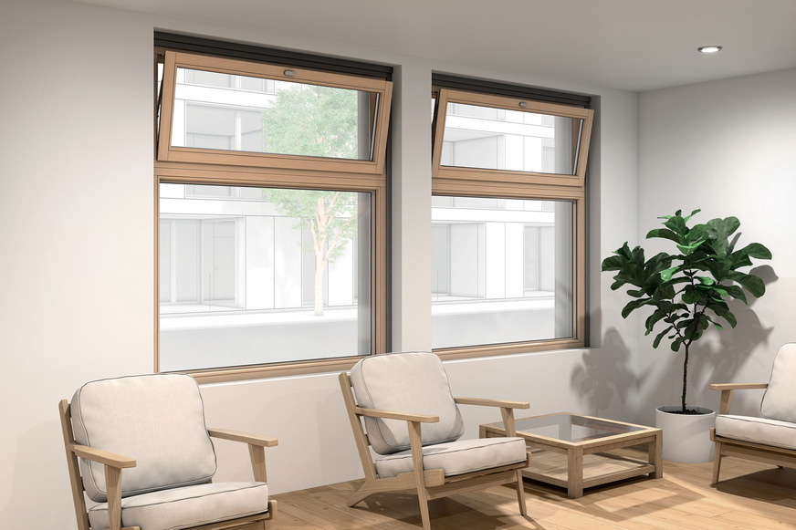 Schwer erreichbare Oberlichter entriegelt, kippt, schließt und verriegelt der elektrische Antrieb „Roto E-Tec Drive“ zuverlässig. Integriert in ein Smart-Home-System, regelt er die optimale Raumbelüftung vollkommen selbstständig.
