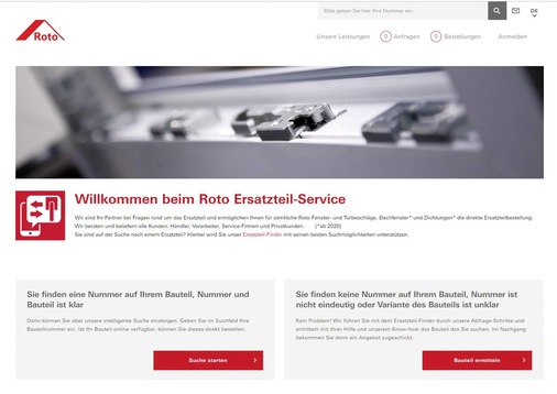 Roto hat einen in der Branche „erstmals angebotenen“ Ersatzteil-Finder entwickelt. Der Onlineservice soll in der Endstufe die Ermittlung und Bestellung von Ersatzteilen des gesamten Beschlag-, Dachfenster- und Dichtungs-Sortimentes erheblich beschleunigen und vereinfachen. 