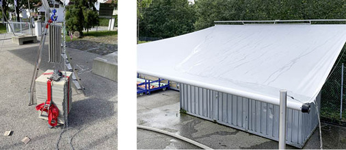 Die Wind- und Wasserprüfungen für das Twister-Segel wurden nach den Prüfnormen DIN EN 1932 und 1933 ausgeführt. Für die Gewichtsbelastung beim Windtest wurden Betonplatten mit einer Auslösereinheit aus dem Segelflug eingesetzt.