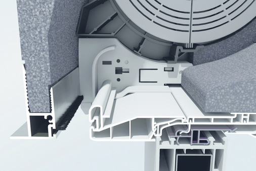 Wartungsarbeiten können durch die Verwendung der zweiteiligen Führungsschiene und über den rastbaren Revisonsdeckel von außen durchgeführt werden.