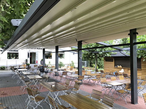 Bei nur fünf Stützpfeilern besteht für den Gastronomen maximale Flexibilität beim Stellen der Tischmöbel.