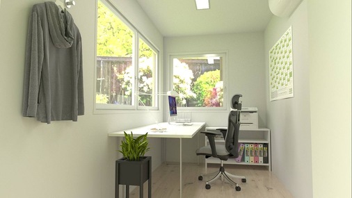 Zwei große Fenster sorgen für ein lichtes Ambiente