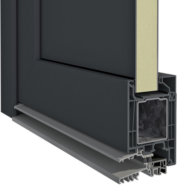 Elegant Infinity 76 X ohne Thermofibra: Ein Aussteifungsstahl mit 2 mm Wandstärke in Rahmen und Flügel und metallverstärkte Profilecken sorgen für beste Stabilität und Verwindungssteifigkeit.