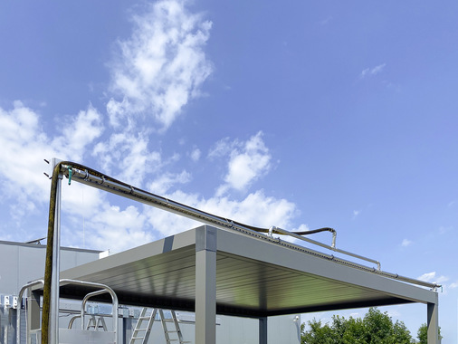 Der Wassertest wurde nach den Vorgaben der DIN EN 1933 durchgeführt. Aufbau, Durchmesser und Abstand der Düsen werden hier genau vorgegeben.