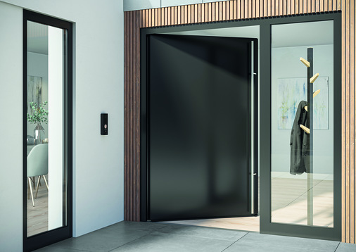 Die Nullschwelle des Türsystems Schüco AD UP vereint barrierefreien Komfort mit den klassischen Anforderungen einer Haustür wie Schlagregendichtheit oder Luftdurchlässigkeit auf höchstem Niveau. - © Schüco International KG
