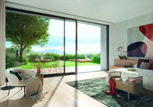 Durch seine nahezu unsichtbare Nullschwelle schafft das Schüco Schiebesystem ASE 80 eine perfekte Verbindung zwischen Innen und Außen.