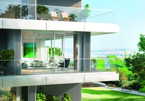 Ob für Terrassen oder Balkone – mit dem schwellenlosen Übergang des Schiebesystems Schüco ASE 60 wird jedem Bewohner ein selbstbestimmter Zugang nach draußen ermöglicht.