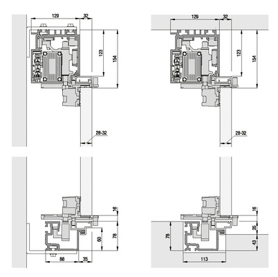 Frontego 30 ist für individuelle Fensterfront-Breiten bis 7,2 m Länge und 3,2 m Höhe und Montage symmetrischer Anlagen mit bis zu 12 Flügeln an der Decke, an der Wand oder als Sturzlösung geeignet.