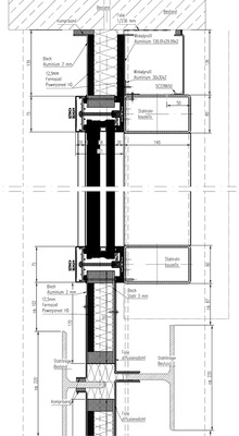 Schnitt- bzw. Detailzeichnung vom Umbau der Zuschauer­tribüne - © Foto: Luckey Metallbau
