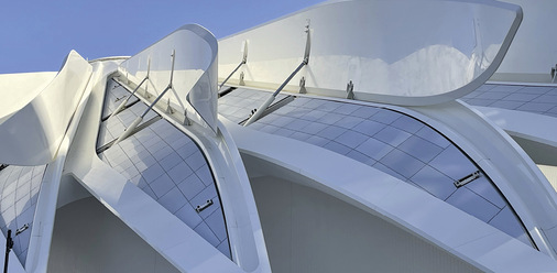 Die Flügel werden mit der Kraft von bis zu drei Hydraulikzylindern bewegt.