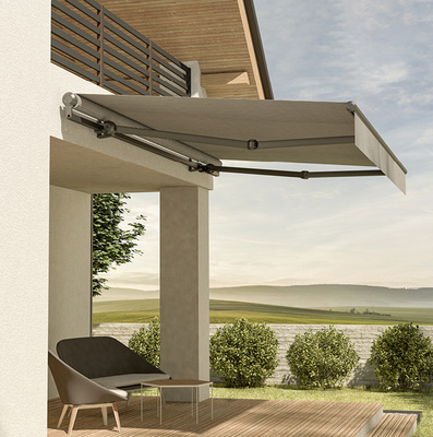 Die Markise Areia 6030 bietet als neues Einstiegsmodell eine schlanke Silhouette bei zugleich enormer Stabilität.
