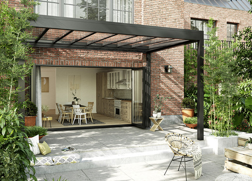 Das variable System kann auch mit Glaselementen im Dachbereich ausgestattet werden. - © Foto: Aliplast
