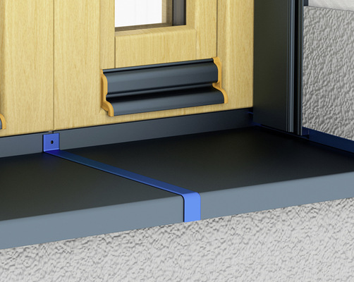 Der Gleitabschluss A 500 V mit integrierter Rollladen­führungsschiene.