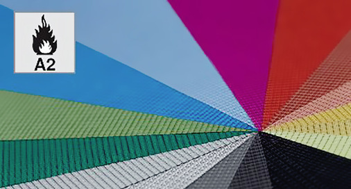 Das mit Silikon beschichtete in vielen Farben lieferbare Glasfaser-Gewebe hat den entscheidenden Vorteil, dass es nicht brennt. Dadurch können auch keine giftigen Gase entstehen und es kommt nur zu einer minimalen Rauchentwicklung.