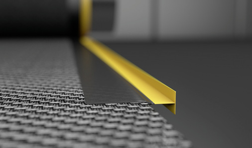 Der TRail ist mit seinen Stegen so bemessen, dass seine maximale Dicke im eingeklappten Zustand kleiner oder gleich gross ist wie die Dicke des Tuchgewebes.