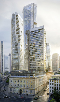 FOUR Frankfurt wird das erste Bauprojekt, das nach dem Nutzungsprofil „Vertical Cities“ der Deutschen Gesellschaft für Nachhaltiges Bauen (DGNB) zertifiziert wird. - © Foto: Groß & Partner

