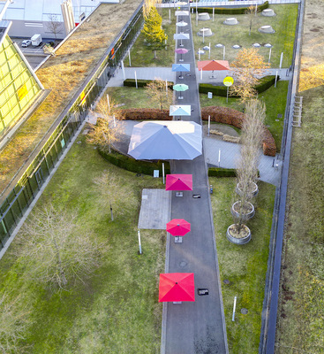  Das Highlight der Schirmallee war der Magnum-Sonnenschirm der Bahama GmbH mit einer Grundfläche von 12 × 12 Metern.