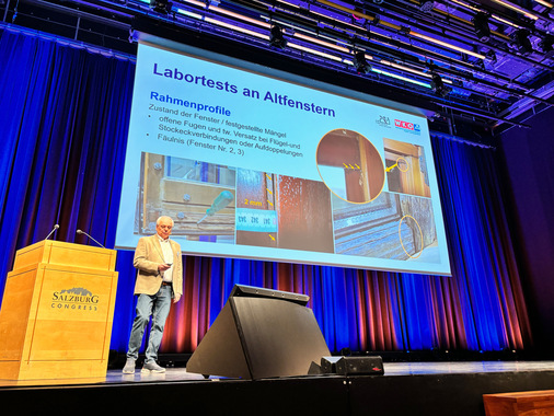  KommR Ing. Helmut Mitsch (Landesinnung Tischler und Holzgestalter NÖ) stellte das praxisorientierte Projekt „Fenster-Upgrade“ vor. Er sieht in der Sanierung von Holzfenstern ein großes Potenzial, bei dem das Tischlerhandwerk seine Fähigkeiten voll ausspielen kann.