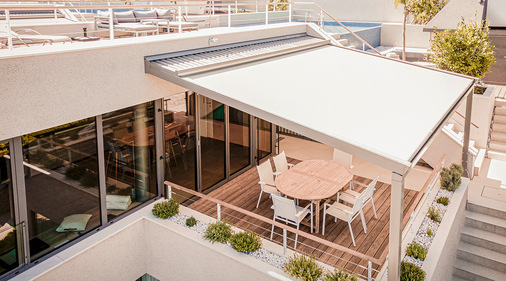 Die Pergola Sintesi bringt mediterranes Lebens- und Freiheitsgefühl auf die Sonnenterrassen der Unterkunft Villa Soul Sisters auf der Insel Korčula.