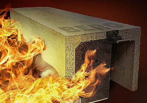 Das Lieferprogramm von Bero Rollladenkästen erreicht durch die Kombination Leichtbeton und EPS-Dämmstoff-Formteil einen sehr guten Brandschutz.