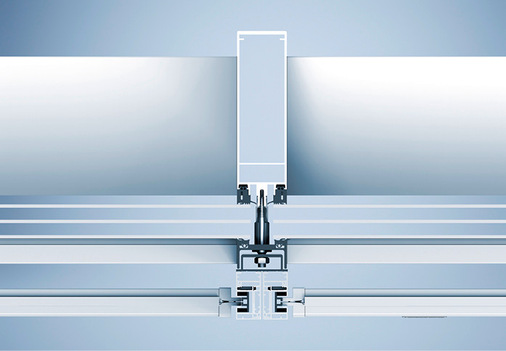 Der neu entwickelte Sonnenschutzbolzen ­ermöglicht die einfache Montage des Sonnenschutzes am Fassaden­system.
