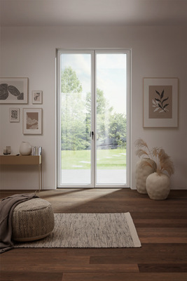 Das schlanke Kunststoff/Alu Fenster Safir besteht aus 80 % recyceltem Kunststoff und 60 % recyceltem Aluminium.