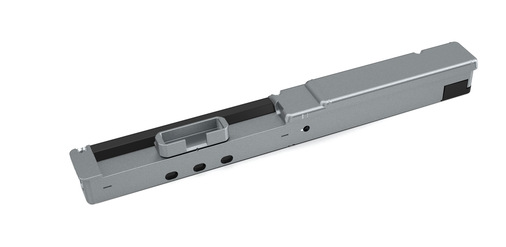 Der Fensterantrieb DK-100 wird auf eine Länge von 333mm im unteren Blendrahmen eingefräst und treibt eine zwangsgeführte Schere an, die das Fenster kippt.