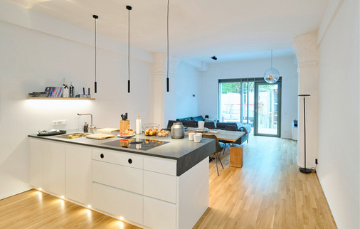 Auch in den Küchen ist der Stuck der Säulen erhalten geblieben