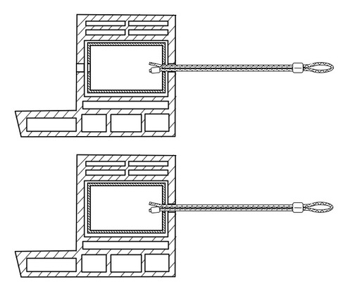 Der Fenstertragestecker wird samt Drahtseil und Anker in die vorhandene Montagebohrung (Ø 6,0–6,3 mm) eingesteckt und mit einem Verschlussdraht gesichert – das war’s.