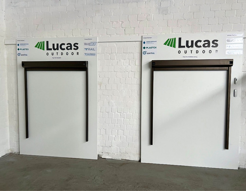 T-Screen statt ZIP-Screen. Lucas Outdoor stellt als erster Hersteller mit Typ 1 und Typ 2 seitensaumgeführte Anlagen mit T-Rail vor.