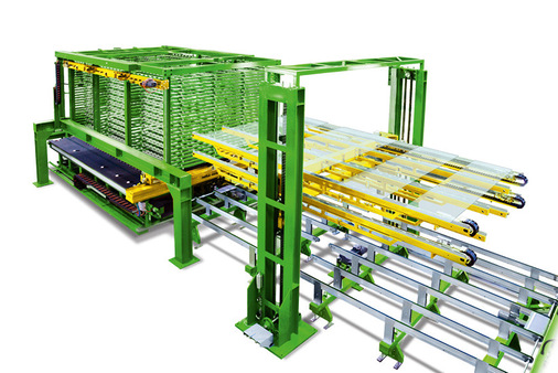 Ein automatisches Restblattsystem lagert Gläser ohne Taktzeitverlust und hält sie für den Zuschnitt bereit.