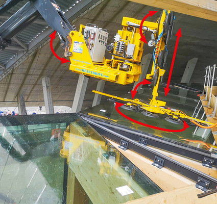 Heavydrive Manipulator ermöglicht komplizierte Glasmontagen mit nur einem Bediener