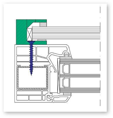 Geländerbefestigung an Fensterprofil mit ­Blechschraube