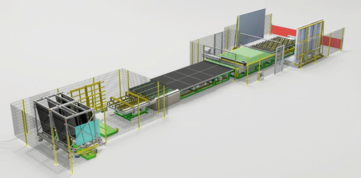 Die Schneidanlage Galactic TG ist auf Automation ausgelegt. Damit lässt sich selbst ultradünnes 0,5 mm Glas als Mittelscheibe für schlankes 3-fach-ISO zuschneiden.