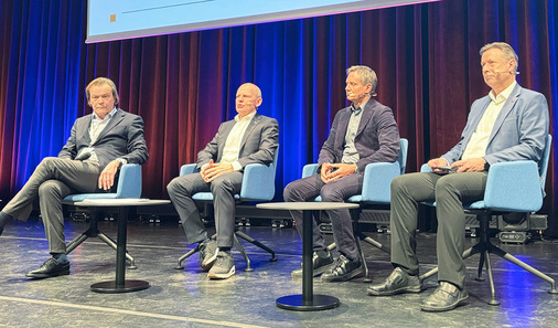 Podiumsdiskussion um die Österreichische Fensterbranche (v. l.): Dr. Manfred ­Gaulhofer, Thomas Walluschnig, Ingo Ganzberger und Heinz Ferk.