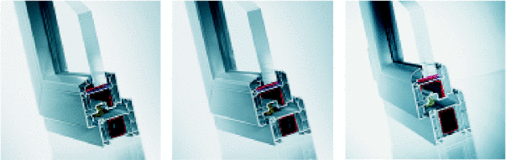 Qualität auf ganzer LinieIm Mittelpunkt der Veka Fenstertechnik steht die 70-mm-Systemfamilie mit den Profilsystemen Softline 70, Topline und Swingline (v. l.).