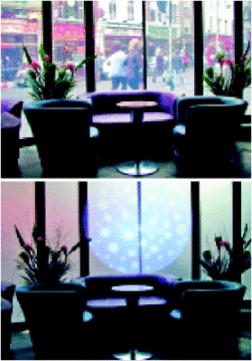 Schaltbare VerglasungStändigen Schutz vor der Sonne sowie Sichtschutz bei Bedarf bieten schaltbare Gläser: oben als transparente Scheibe, unten im ­undurchsichtigen ­Zustand.