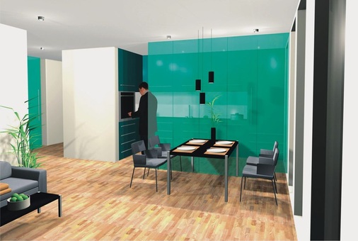 Gläserne Türen und Wände für das InterieurDie farbige Gestaltung von Wohn- und Arbeitsräumen lässt sich mit Glas optimal umsetzen.