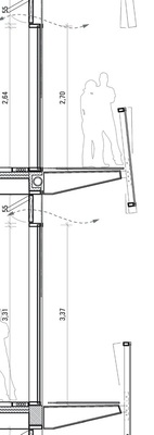 Solarelemente nicht nur in der in FassadeDer HCU Detailschnitt einer Fassade zeigt auch transluzente PV-Brüstungselemente, die unter anderem zur Energieerzeugung dienen.