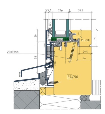 Schnittzeichnungen Festverglasung bündigFestverglasung von innen: Die neue Halteleiste aus Kunststoff dient auch als Aufnahmeelement für die Holzglasleiste.