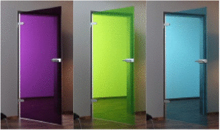 Designer Lars Contzen entwarf mit colourcourage ein eigenes Farbsystem für Glas Trösch. Auch die hier dargestellten Glastüren sind nach diesem Farbleitbild gestaltet.